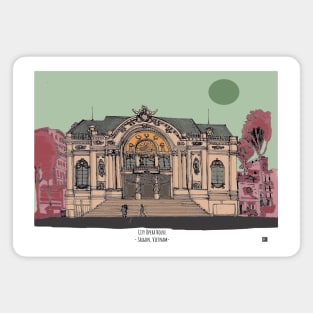 City Opera House Saigon Vietnam Illustration Magnet